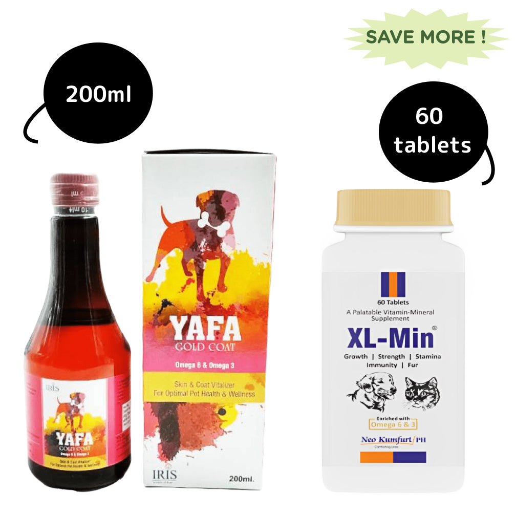 Iris Yafa Gold Coat Syrup (200ml) and Neo Kumfurt XL Min Tablet (60 tablets) Hairfall Remedy Combo