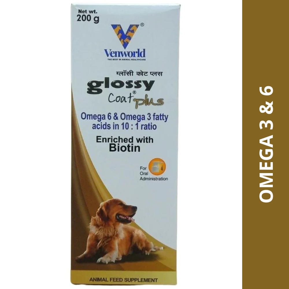 Venkys Glossycoat Plus Omega 3 + 6 Syrup for Dogs and Cats (200ml)