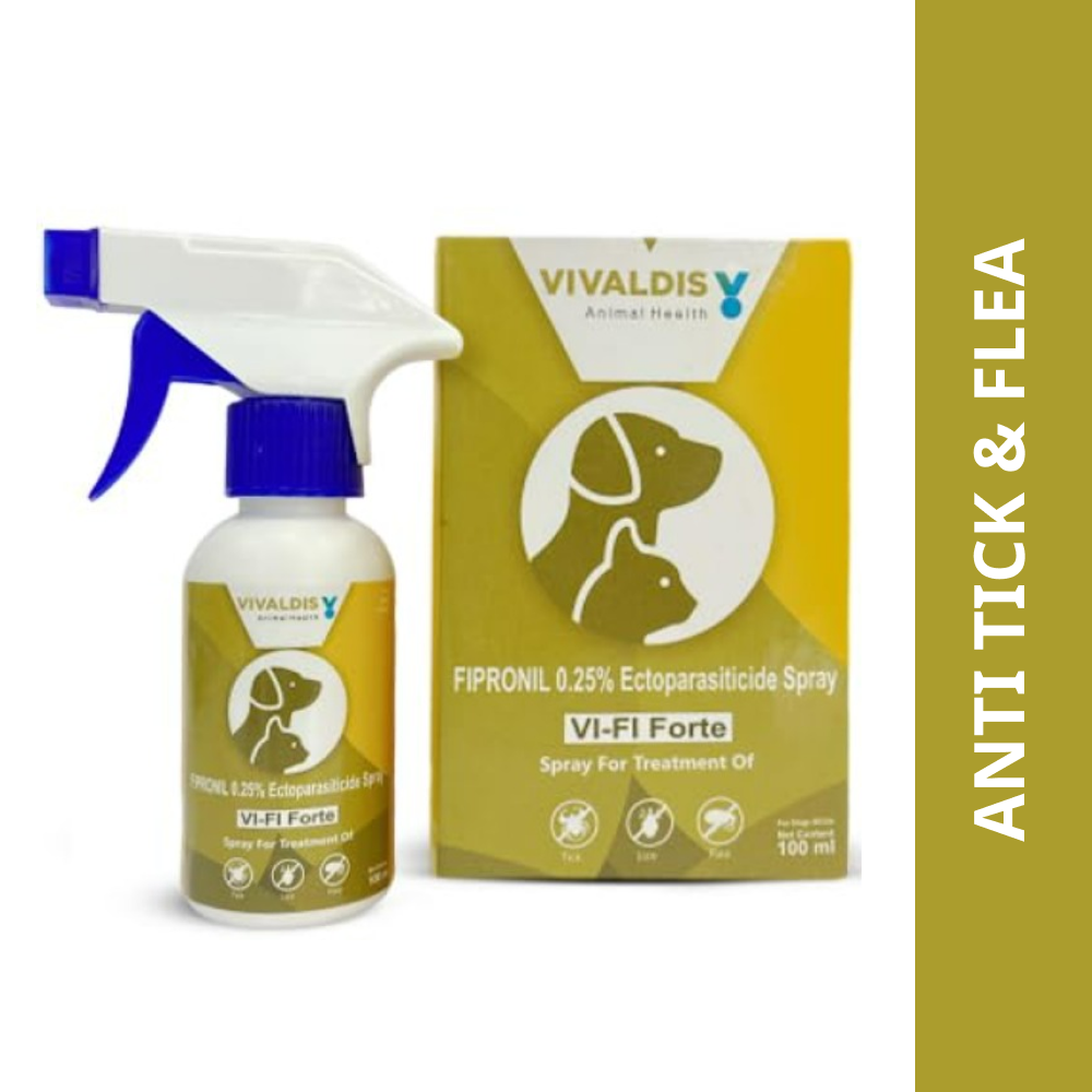 Vivaldis Vi-Fi Forte Spray (Fipronil) Tick & Flea Control for Dogs & Cats (100ml)