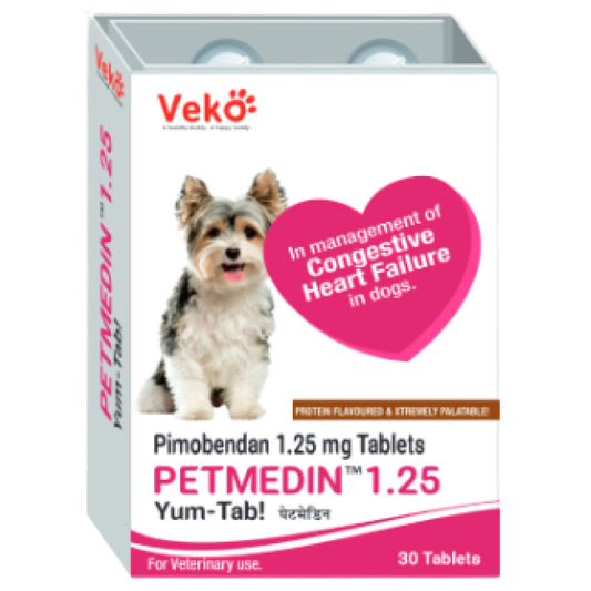 Veko Petmedin 1.25mg (Pimobendan) Tablet for Dogs & Cats (pack of 30 tablets)