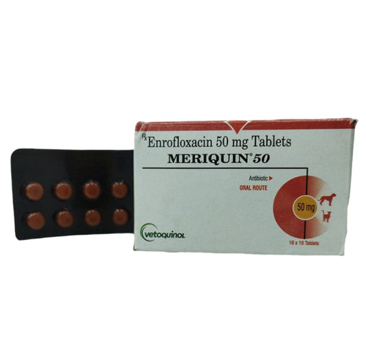 Vetoquinol Meriquin 50mg Enrofloxacin Tablets for Dogs and Cats